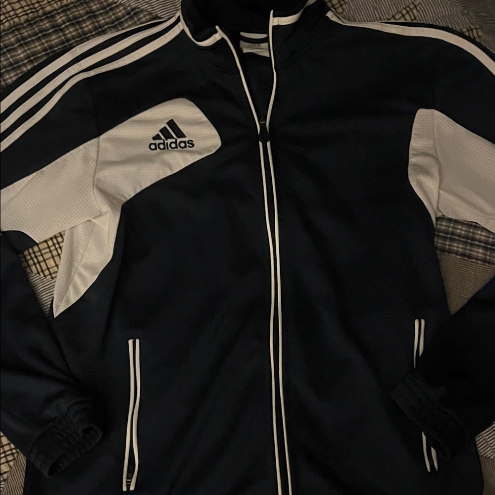 Adidas Men's Black and White Windbreaker